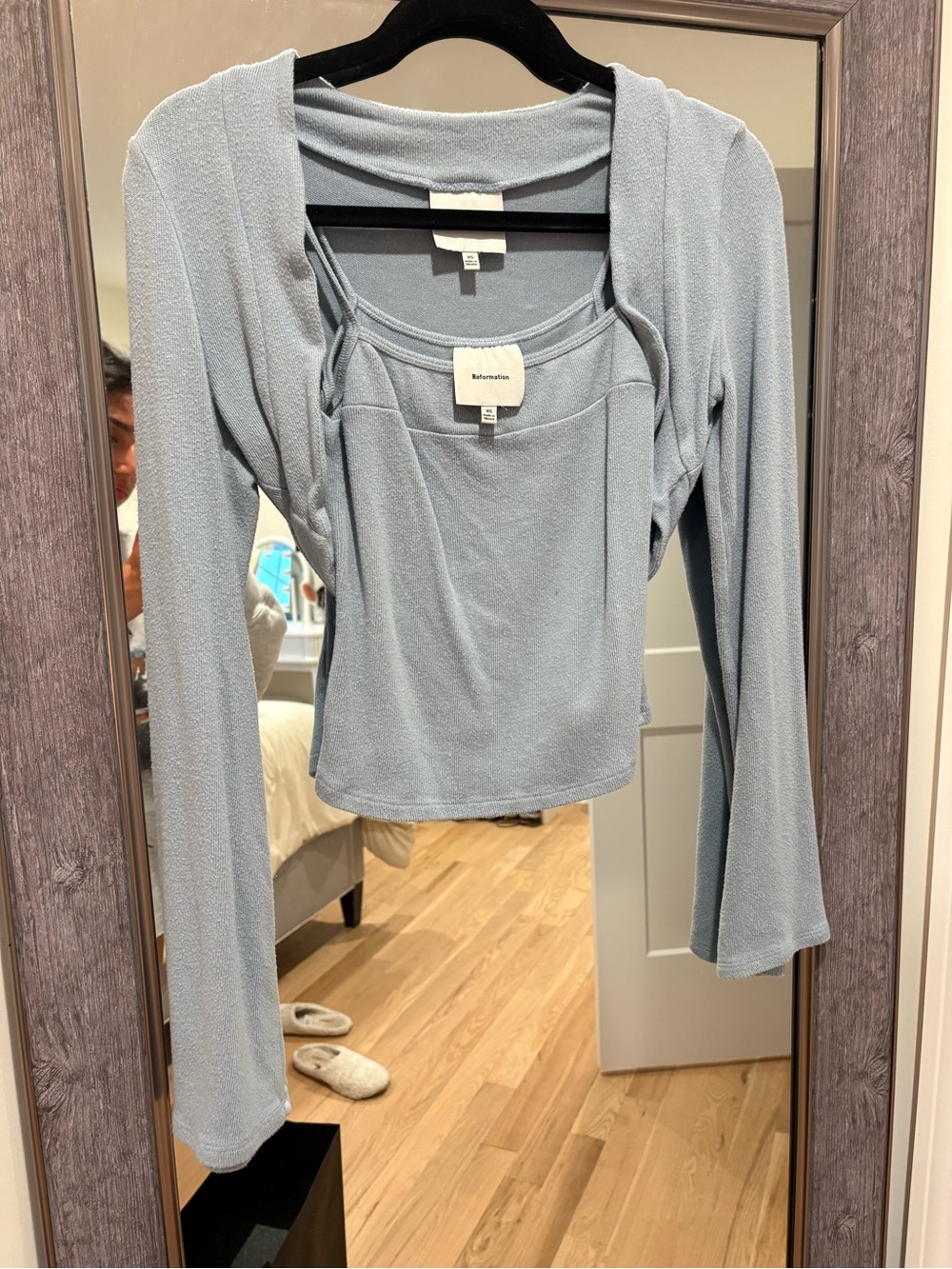Reformation Pale Blue Cropped Camisole with Matching Shrug